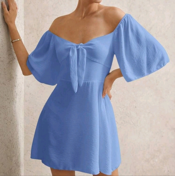 New Casual Vacation Simple Solid Shirred Front Pleated Bowknot Belt Desing Back - Picture 1 of 4